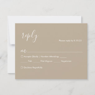 Carte de réponse RSVP de mariage boho avec options