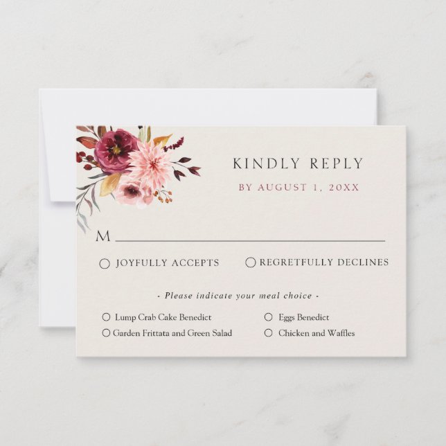 Carte de réponse RSVP de mariage citrouille floral (Devant)
