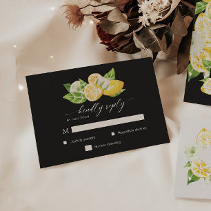 Carte de réponse RSVP de Mariage Citrus Lemon Tree