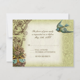 Carte de réponse RSVP de mariage de Botanica - Crè