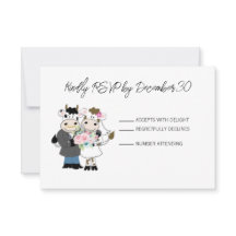 Carte de réponse RSVP de mariage de couple de vach