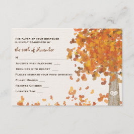 Carte de réponse RSVP de mariage de l'arbre des in