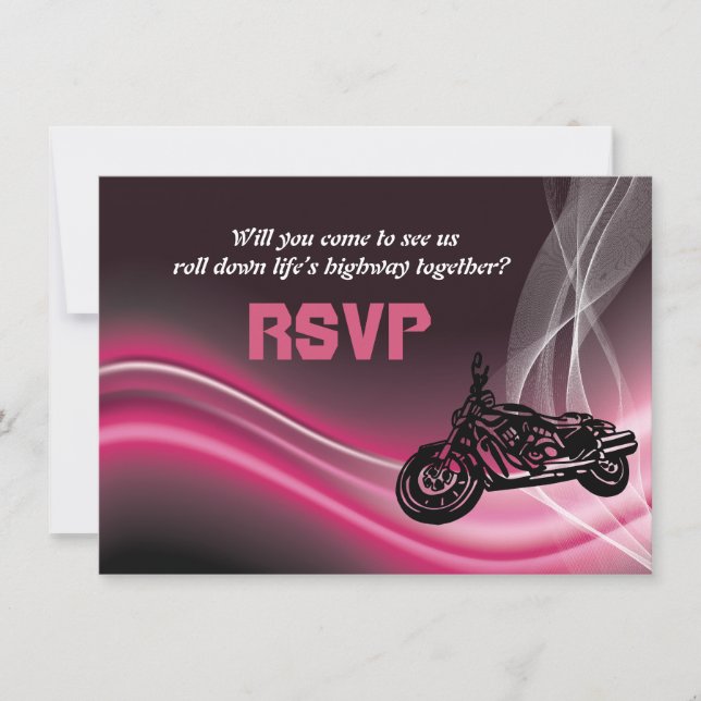 Carte de réponse RSVP de mariage de motard de rout (Devant)