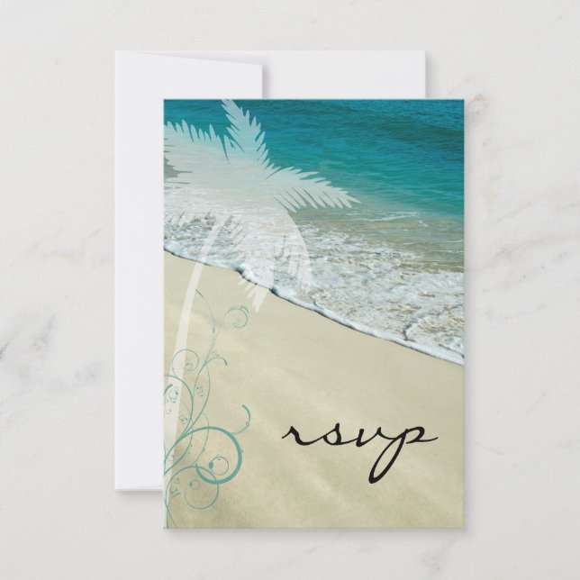 Carte de réponse RSVP de mariage de plage tropical (Devant)