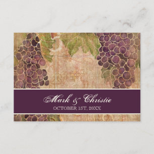 Carte de réponse RSVP de mariage de vignes âgées