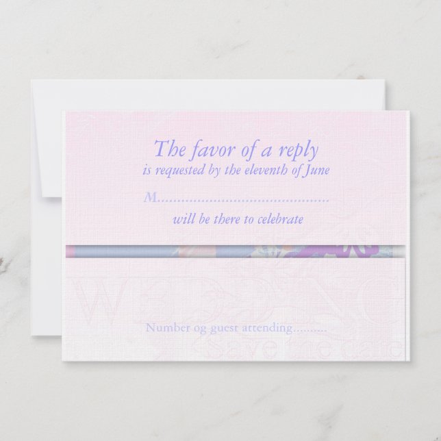 Carte de réponse RSVP de mariage délicate personna (Devant)