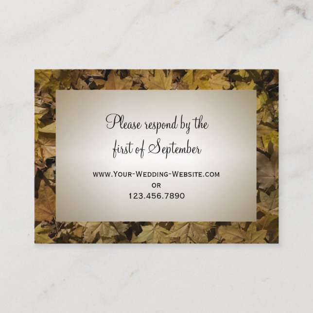 Carte de réponse RSVP de mariage des Feuilles de F (Devant)