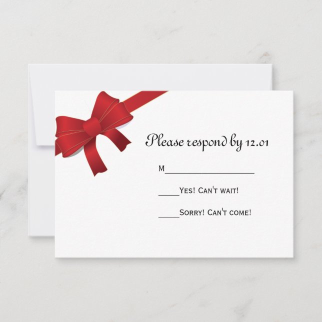 Carte de réponse RSVP de mariage d'hiver Red Bows (Devant)