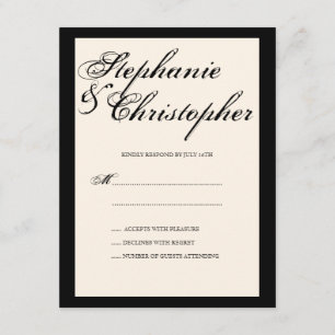 Carte de réponse RSVP de mariage élégance de scrip