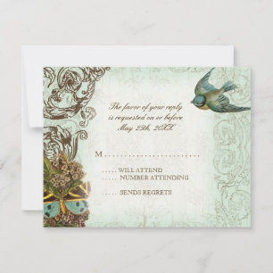 Carte de réponse RSVP de Mariage en Botanique - Ve
