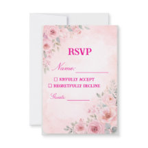 "Carte de réponse RSVP de mariage floral rose blus