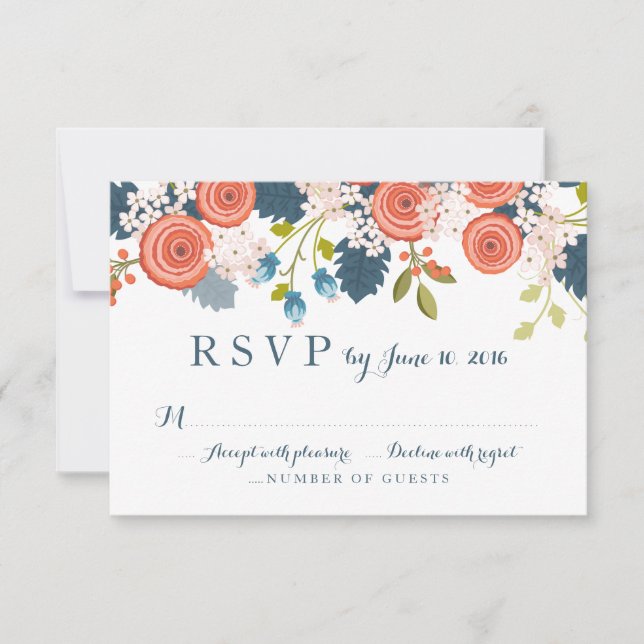 Carte de réponse RSVP de mariage floral Wild Garde (Devant)