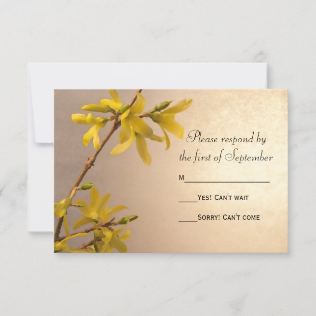 Carte de réponse RSVP de Mariage Forsythia Printem (Devant)