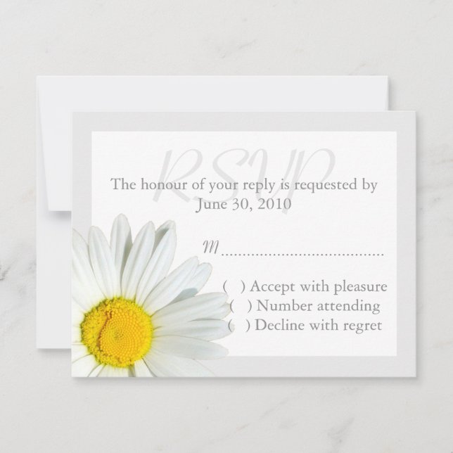 Carte de réponse RSVP de mariage gris et blanc (Devant)