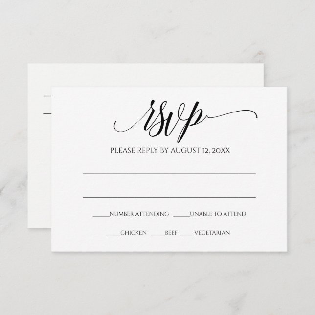 Carte de réponse RSVP de mariage | Luxe Calligraph (Devant / Derrière)