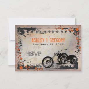 Carte de réponse RSVP de mariage motard ou moto