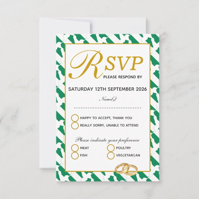 Carte de réponse RSVP de mariage NIGERIA NAIJA Elé (Devant)