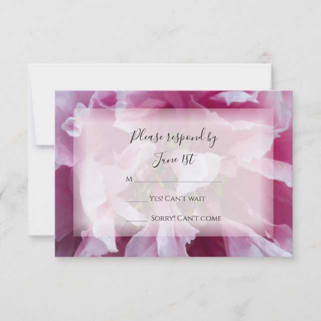 Carte de réponse RSVP de mariage rose de pivoine (Devant)