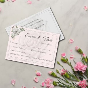 Carte de réponse RSVP de mariage Roses blanches po