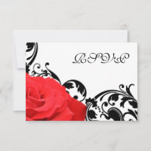 Carte de réponse RSVP de mariage rouge rose noire
