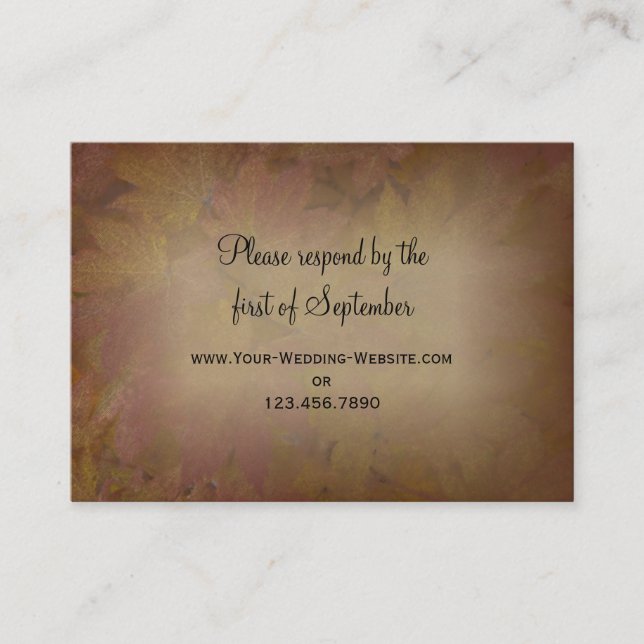 Carte de réponse RSVP de mariage RSVP de Feuilles  (Devant)