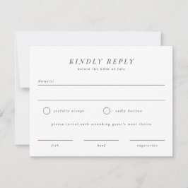 Carte de réponse RSVP de mariage simple avec choix