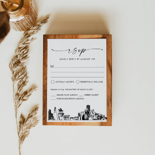 Carte de réponse RSVP de mariage Skyline de Housto
