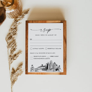 Carte de réponse RSVP de mariage Skyline Miami