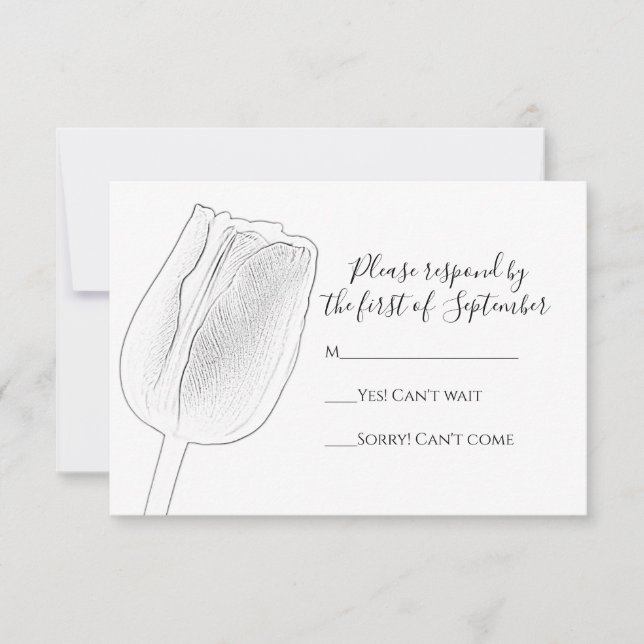 Carte de réponse RSVP de mariage Tulip Sketch (Devant)
