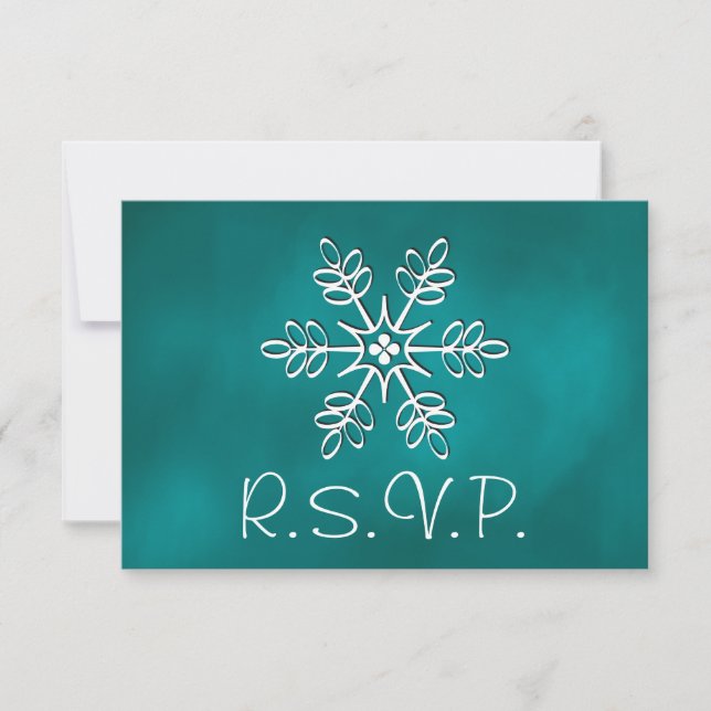 Carte de réponse RSVP de mariage turquoise Snowfla (Devant)
