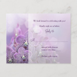 Carte de réponse RSVP de mariage violet orchidée