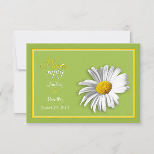 Carte de réponse RSVP de mariage White Green Gold