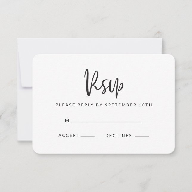Carte de réponse rsvp de script géométrique. (Devant)