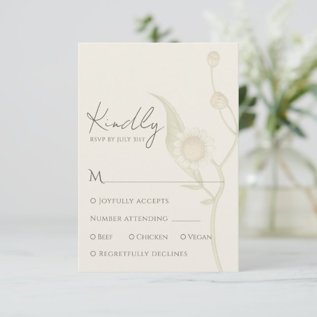Carte de réponse RSVP Elegant Daisy Fleur sauvage (Debout devant)