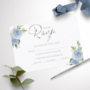 Carte de réponse RSVP élégante et poussiéreuse ble