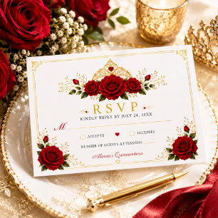 Carte de réponse RSVP élégante pour Quinceañera pr
