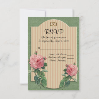 Carte de réponse RSVP et choix de dîner roses vint