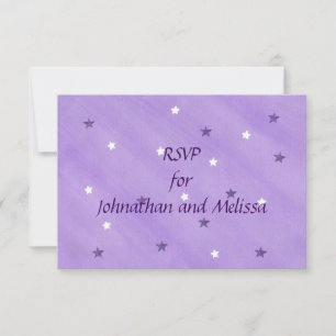 Carte de réponse RSVP Étoiles Violettes et Blanche