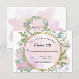 Carte de réponse RSVP Eucalyptus Gold Wreath Folid