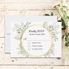 Carte de réponse RSVP EucalyptusBotanical Gold Fra