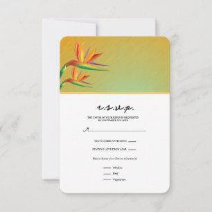 Carte de réponse RSVP Fleur tropicale de l'oiseau