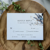 Carte de réponse RSVP Floral d'hiver bleu givré