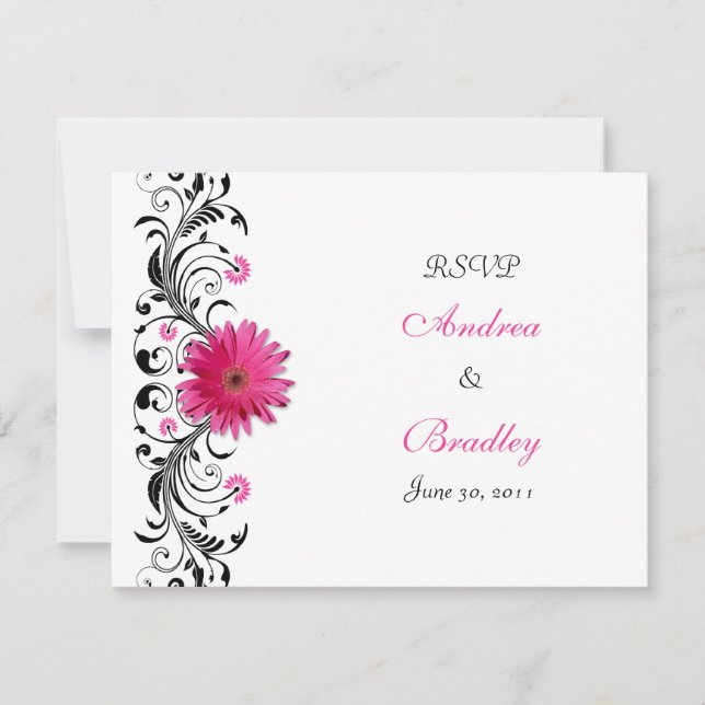 Carte de réponse RSVP florale avec gerbera rose (Devant)