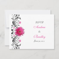 Carte de réponse RSVP florale avec gerbera rose