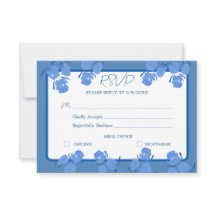 Carte de réponse RSVP florale bleue poussiéreuse r