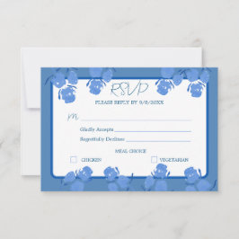 Carte de réponse RSVP florale bleue poussiéreuse r