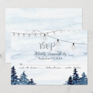 Carte de réponse RSVP forêt, guirlandes, aquarelle