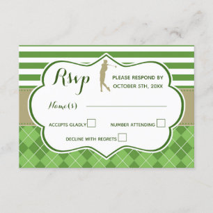 Carte de réponse RSVP golf or vert