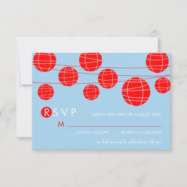 Carte de réponse RSVP Lanternes en papier chinoise (Devant)