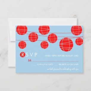 Carte de réponse RSVP Lanternes en papier chinoise